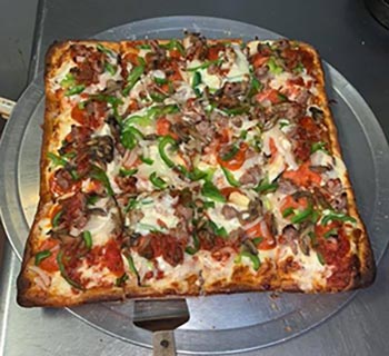 square pizza at Mario's Orange Virginia