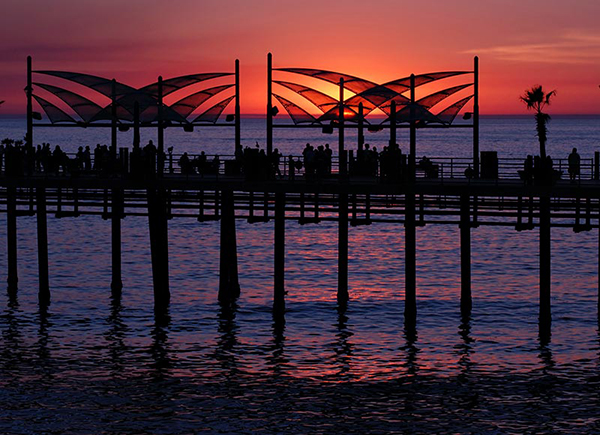enjoying the sunset on Redondo beach pier